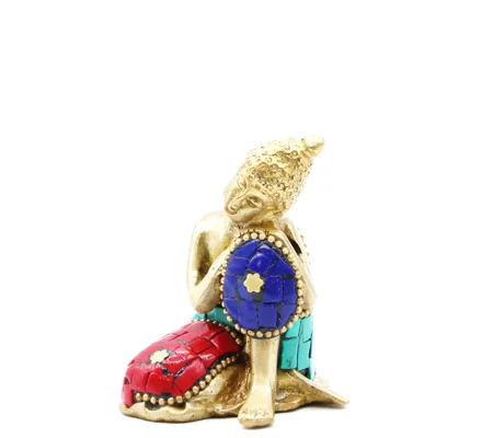 Brass Buddha Figure - Thinking - 6.5 cm