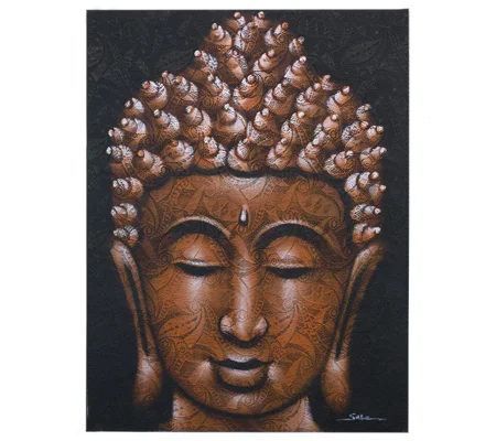 Buddha Painting - Copper Brocade Detail