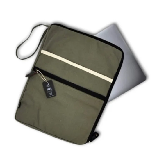 Canvas Large Laptop Pouch - Olive