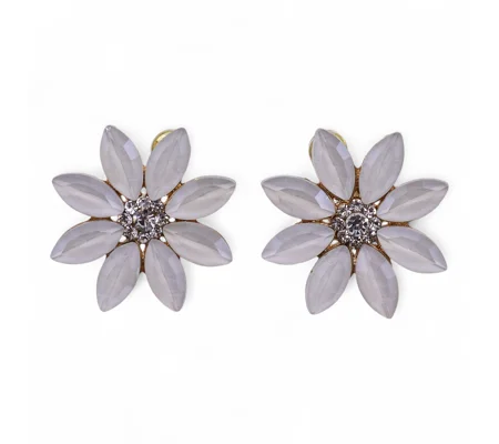 Pearl - Vintage Glass - Flowers - Earrings