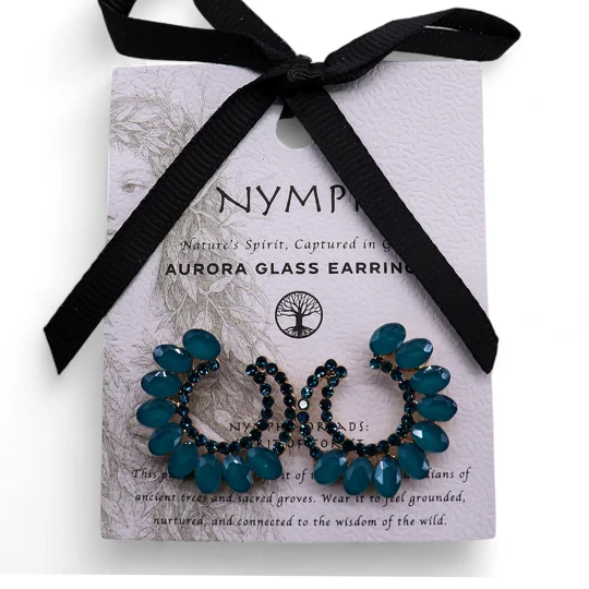 Teal Green - Vintage Glass - Loop - Earrings