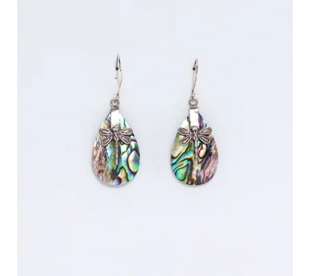 Shell & Silver Earrings - Dragonflies - Abalone