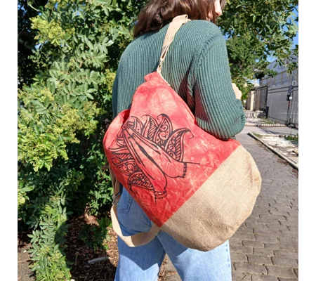 All Natural Backpack - Orange Stonewash - Namaste Hand