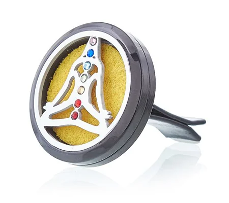 Car Diffuser Kit - Pewter Yoga Chakra - 30mm