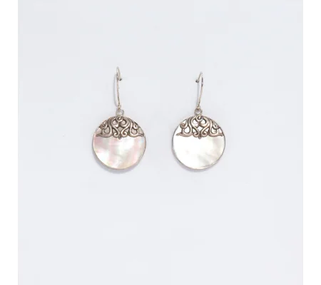 Shell & Silver Earrings - Classic Disc - MOP