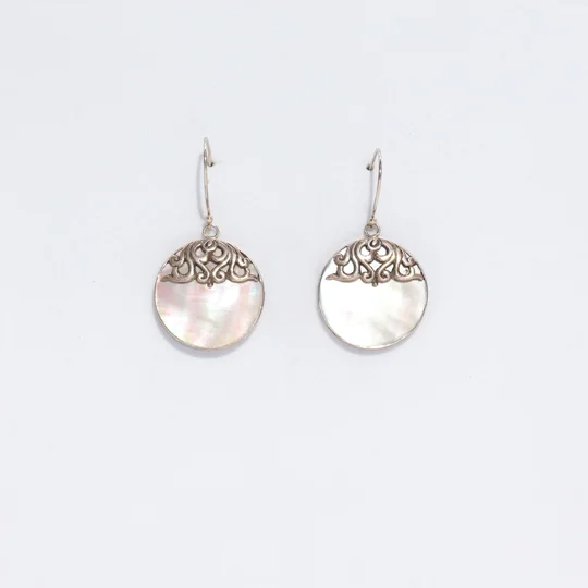 Shell & Silver Earrings - Classic Disc - MOP