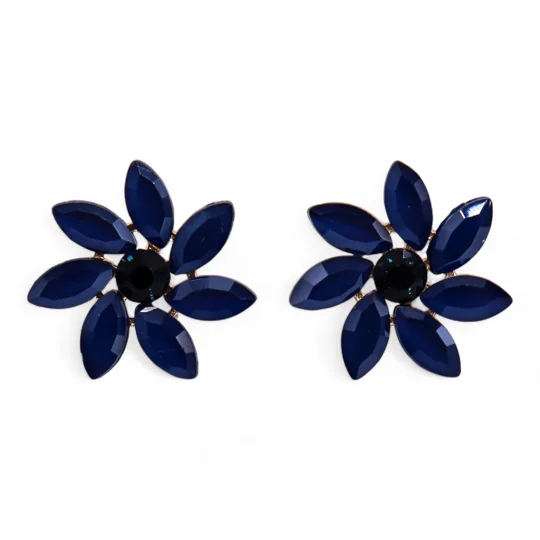 Royal Blue - Vintage Glass - Flowers - Earrings