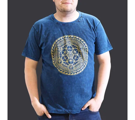 Nomad Sari Stonewashed Cotton T-Shirt – Chakra – Blue – XL