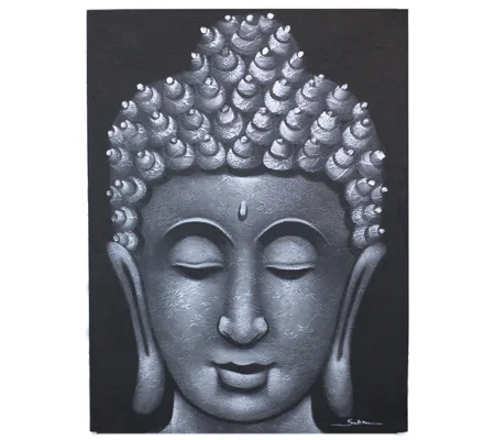 Buddha Painting - Grey Brocade Detail