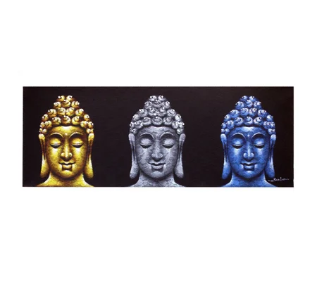 Buddha Painting - Three Heads Black