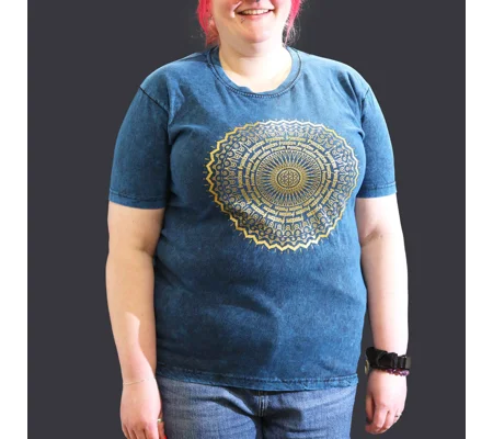 Nomad Sari Stonewashed Cotton T-Shirt – Mandala – Blue – XL