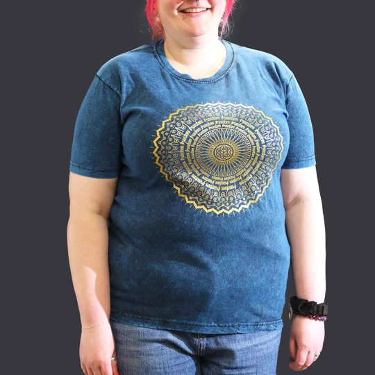 Nomad Sari Stonewashed Cotton T-Shirt – Mandala – Blue – XL