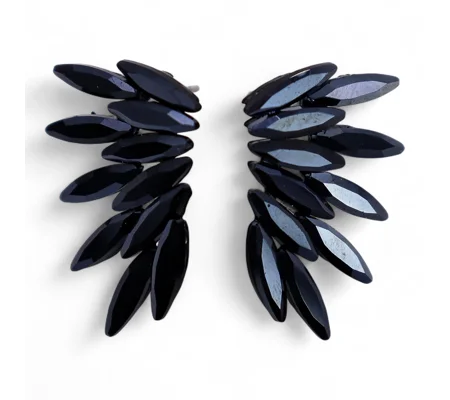 Jet Black - Vintage Glass - Faries - Earrings