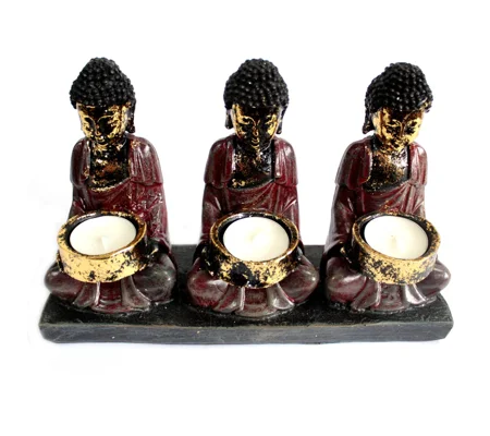 Antique Buddha - Three Devotees Candle Holder