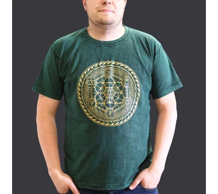Nomad Sari Stonewashed Cotton T-Shirt – Chakra – Green – XL