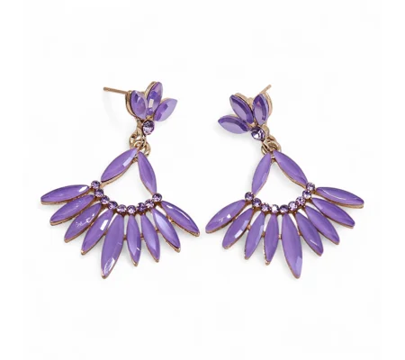 Lavender - Vintage Glass - Long Drop - Earrings