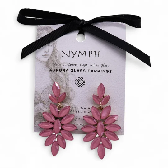 Soft Pink - Vintage Glass - Long Drop - Earrings