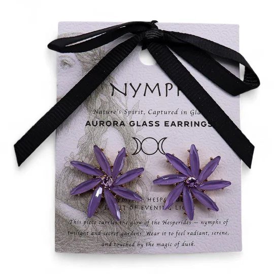 Lavender - Vintage Glass - Flowers - Earrings