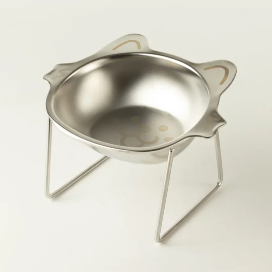 PAW Food Bowls - Single Cat Bowl in Stand - Stainless Steel (304)