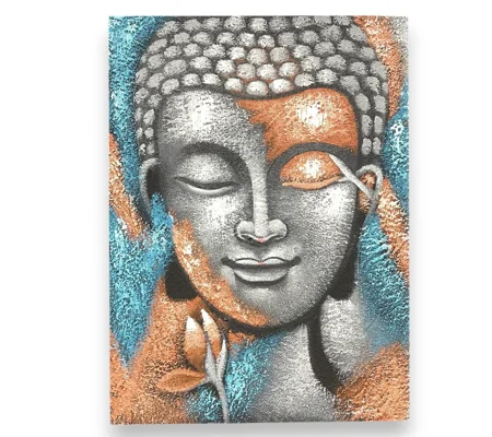Buddha Painting - Silver & Rose Gold Flower 75x55cm