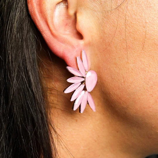 Soft Pink - Vintage Glass - Angel Wings - Earrings