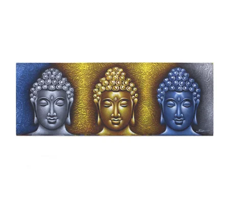 Buddha Painting - Three Heads Gold Detail