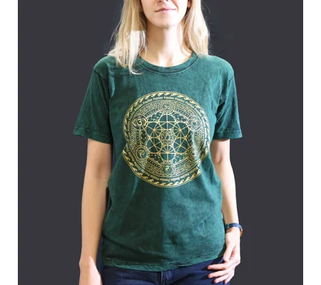 Nomad Sari Stonewashed Cotton T-Shirt – Chakra – Green – Small