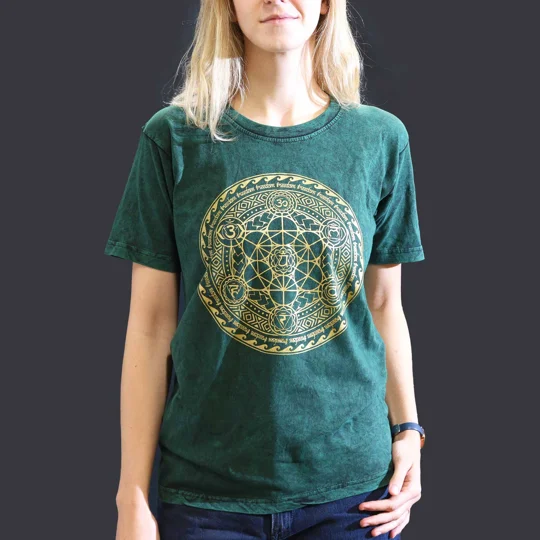 Nomad Sari Stonewashed Cotton T-Shirt – Chakra – Green – Small