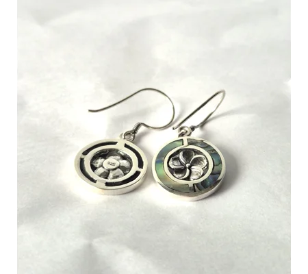 Shell & Silver Earrings - Frangipani - Abalone