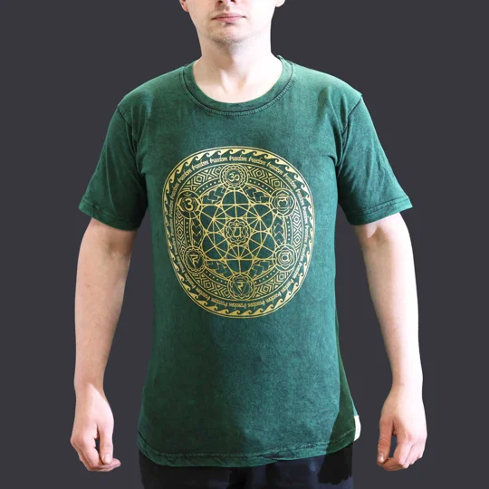 Nomad Sari Stonewashed Cotton T-Shirt – Chakra – Green – Small