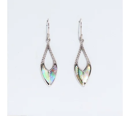 Shell & Silver Earrings - Spear Drops - Abalone