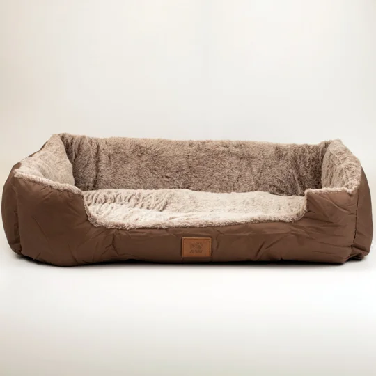 PAW Bed – Medium Plush Teddy Brown – 70 × 55 × 18cm