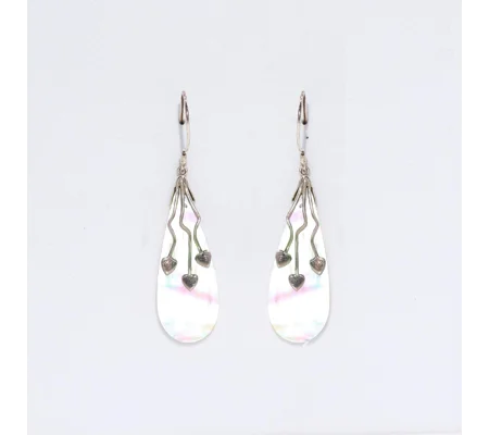 Shell & Silver Earrings - Three Hearts - MOP