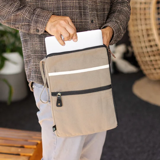 Canvas Travel Laptop Pouch - Olive