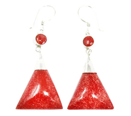 925 Silver Earrings - Triangle Double Drop