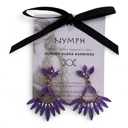 Lavender - Vintage Glass - Long Drop - Earrings