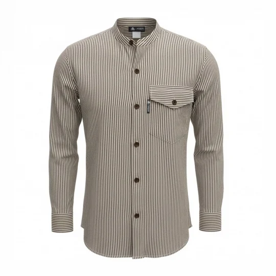 Nomad Sari Grandad Shirt - Grey Stone - Large