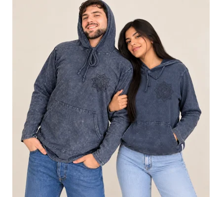 Large Stone Washed Hoody Shirt Kangaroo Pocket - Dusty Lavender