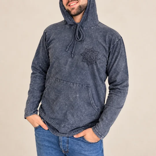 Large Stone Washed Hoody Shirt Kangaroo Pocket - Dusty Lavender