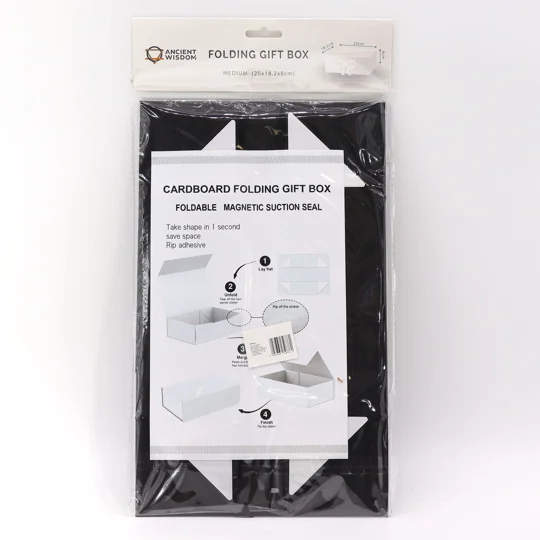 Flat Pack Gift Box - Medium Square (20x18.2x8cm) - Black