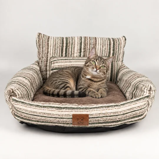 PAW Bed – Small Sofa – Brown Stripes – 50 × 50 × 26cm
