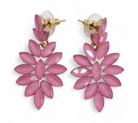 Soft Pink - Vintage Glass - Long Drop - Earrings