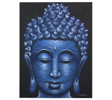 Buddah Painting - Blue Brocade Detail