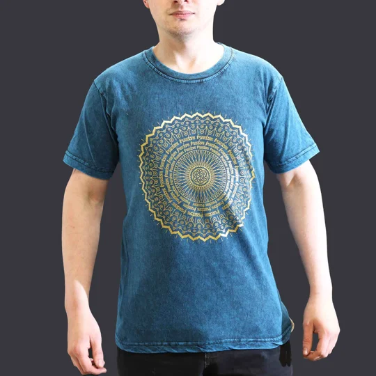 Nomad Sari Stonewashed Cotton T-Shirt – Mandala – Blue – Small