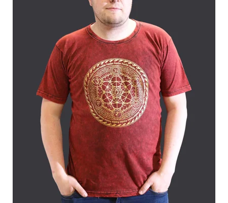 Nomad Sari Stonewashed Cotton T-Shirt – Chakra – Maroon – XL