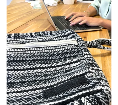 Soft Banjar Laptop Bag - Grey Strips