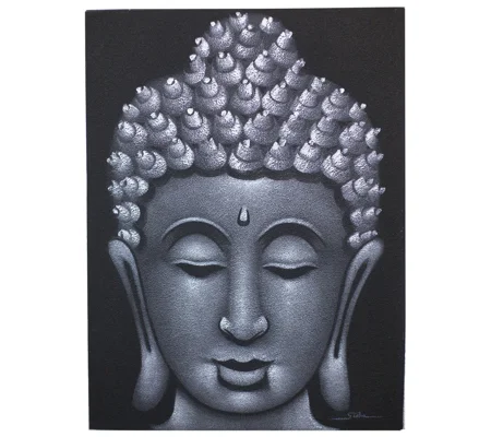 Buddha Painting - Grey Sand Finish