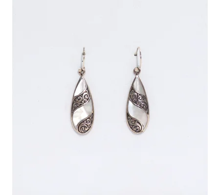 Shell & Silver Earrings - Teardrop- MOP