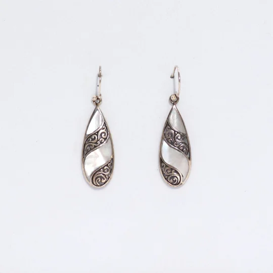 Shell & Silver Earrings - Teardrop- MOP