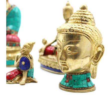 Brass Buddha Figure - Med Head - 8 cm